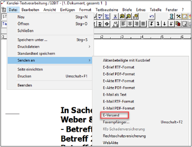  RA-MICRO Kanzleitextverarbeitung (KTV): Erweiterung E-Versand